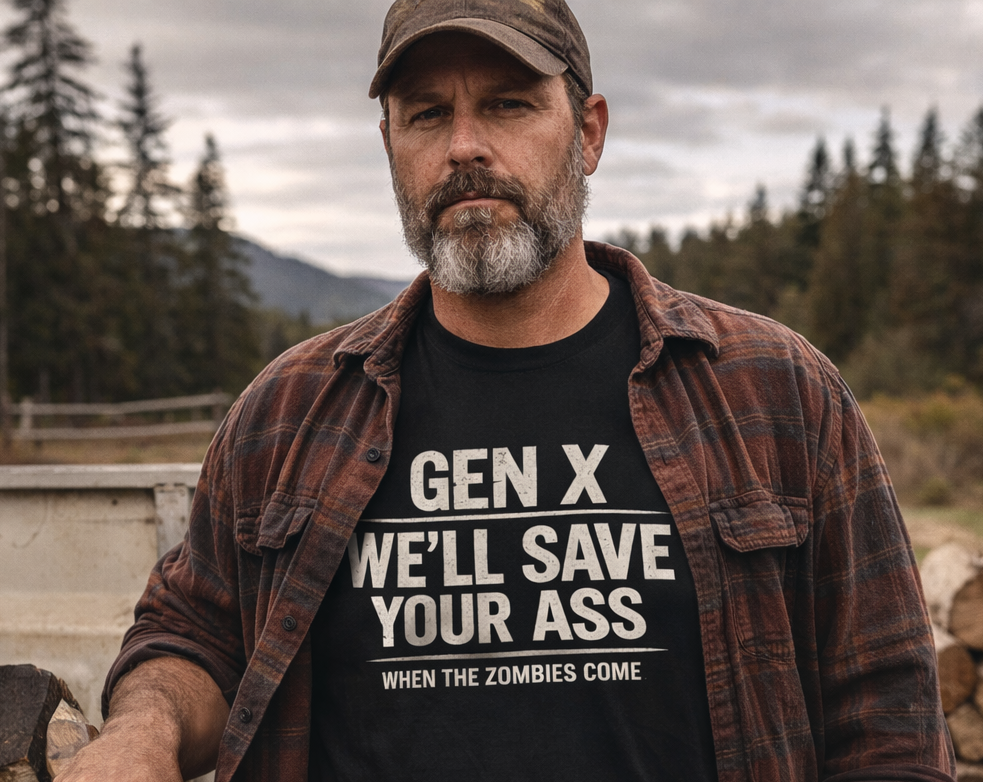 Gen X “We’ll Save Your Ass” T-Shirt – Funny Zombie Survival Tee | Rugged State Supply