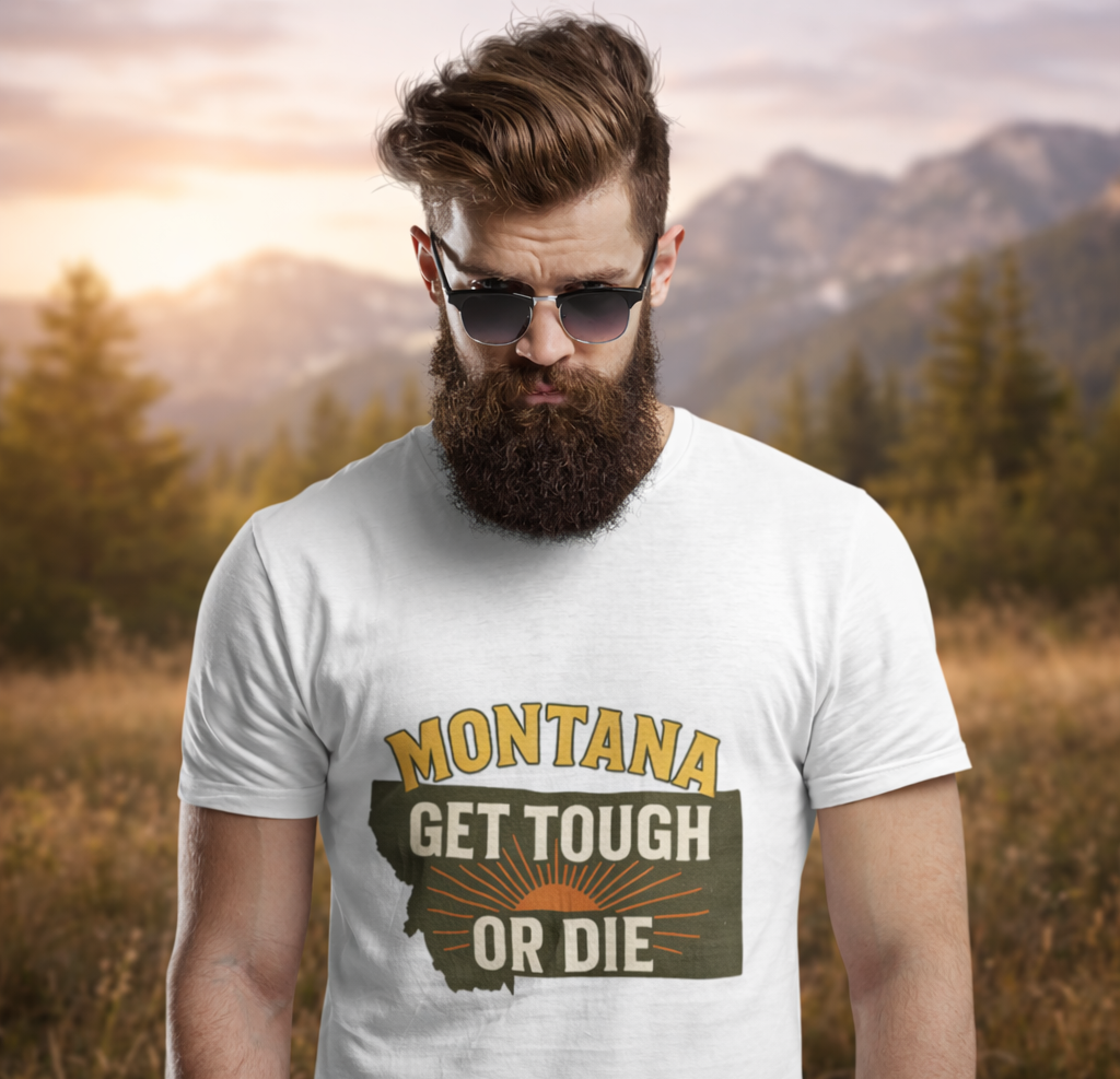 Montana “Get Tough or Die” State Graphic T-Shirt – Vintage Grit Tee | Rugged State Supply
