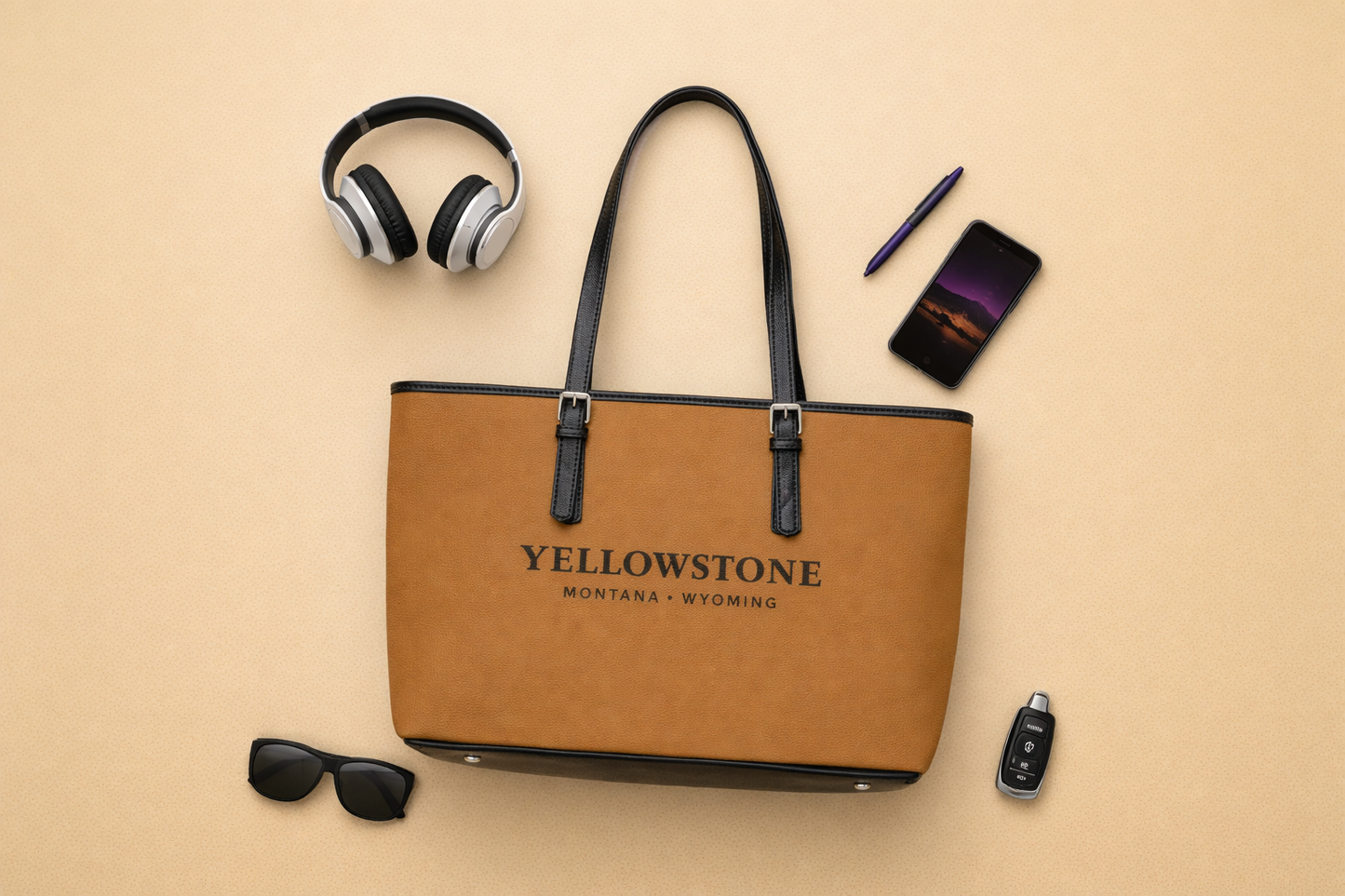 Yellowstone PU Leather Shoulder Bag – Montana • Wyoming Tote | Rugged State Supply