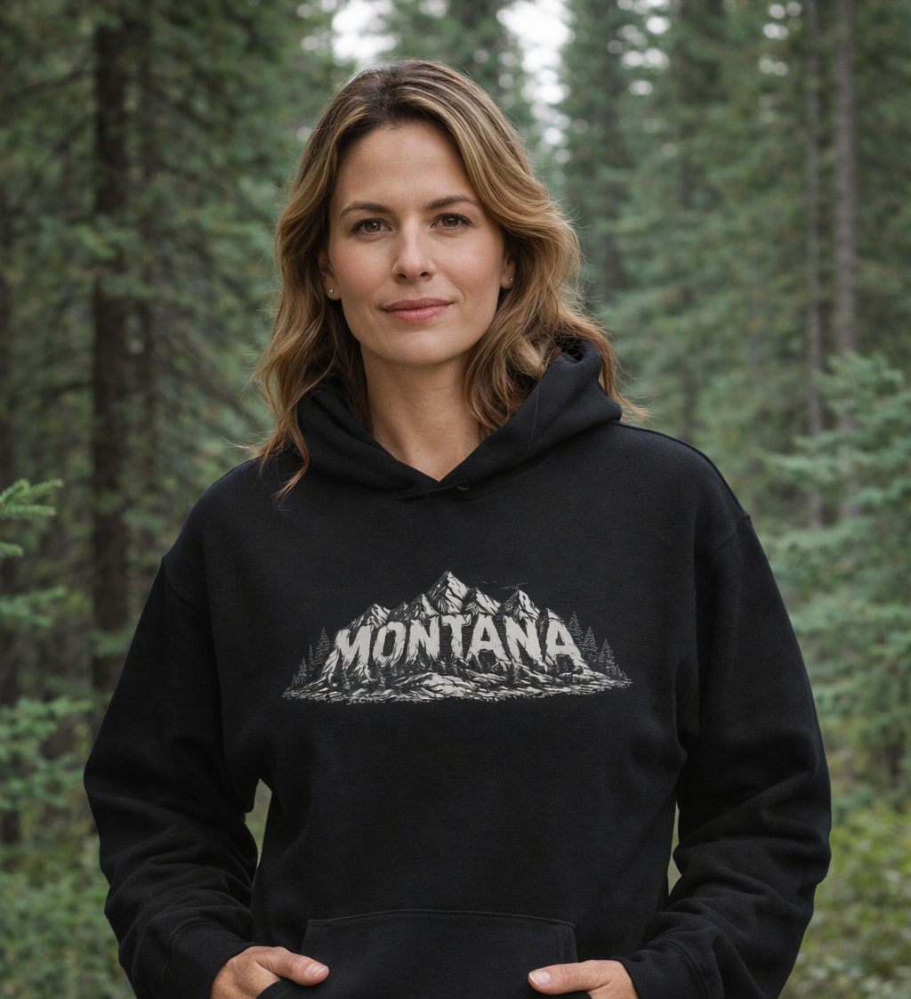 Montana Mountain Hoodie – Vintage Mountain Graphic Pullover | Rugged State Supply
