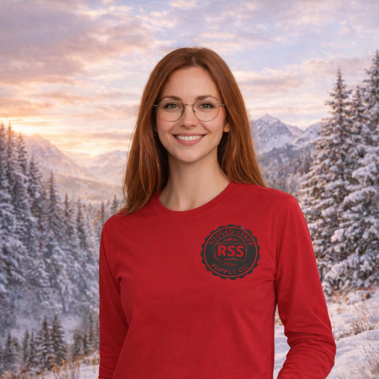 RSS Vintage Crest Long Sleeve Tee — Retro Logo Cotton Shirt | Rugged State Supply