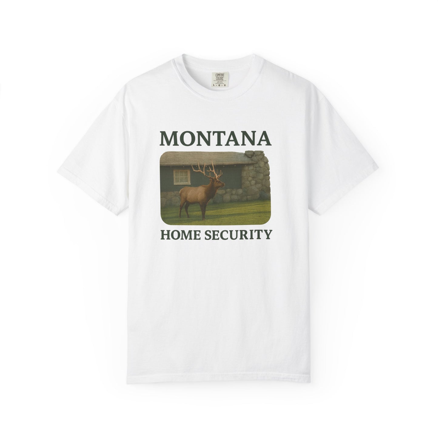 Montana Home Security T-Shirt — Elk Graphic Rustic State Pride Tee