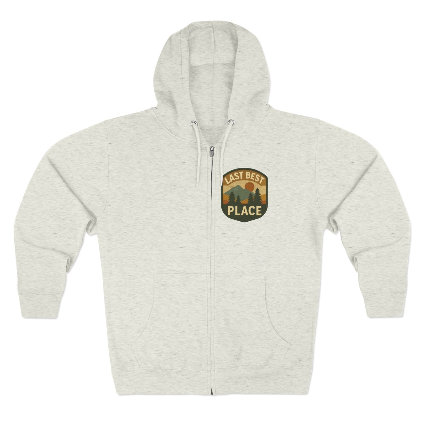 Last Best Place Zip Hoodie - Montana Mountains Retro Patch