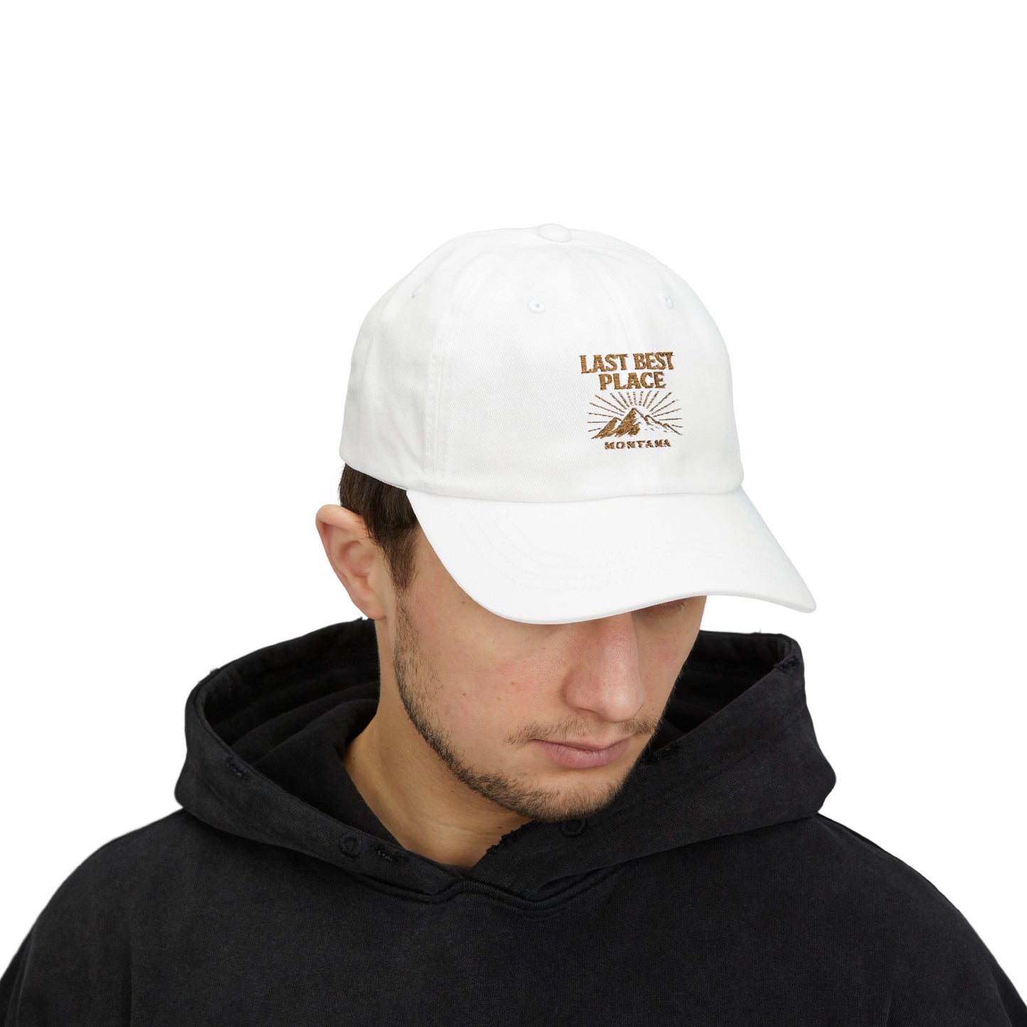 Last Best Place Montana Dad Cap — Embroidered Mountain Dad Hat