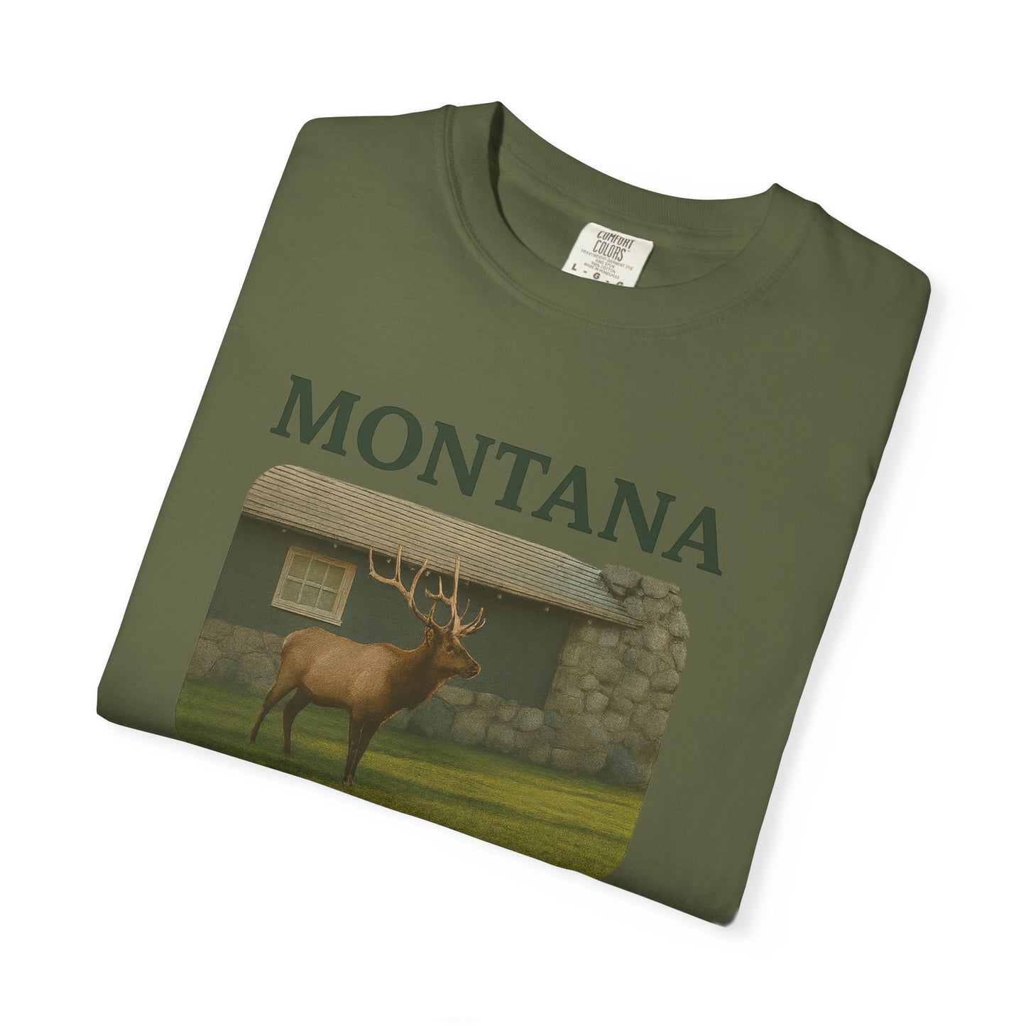 Montana Home Security T-Shirt — Elk Graphic Rustic State Pride Tee