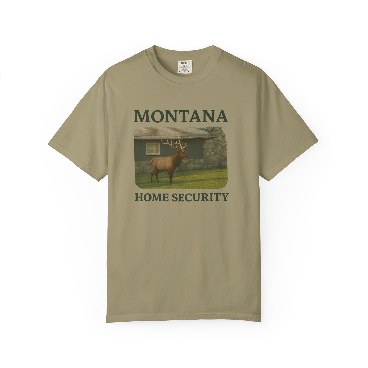 Montana Home Security T-Shirt — Elk Graphic Rustic State Pride Tee