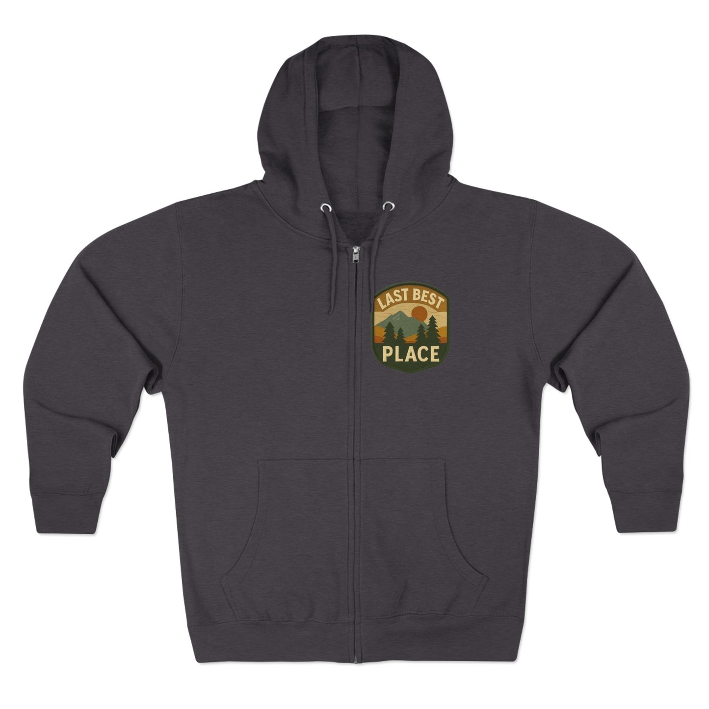Last Best Place Zip Hoodie - Montana Mountains Retro Patch