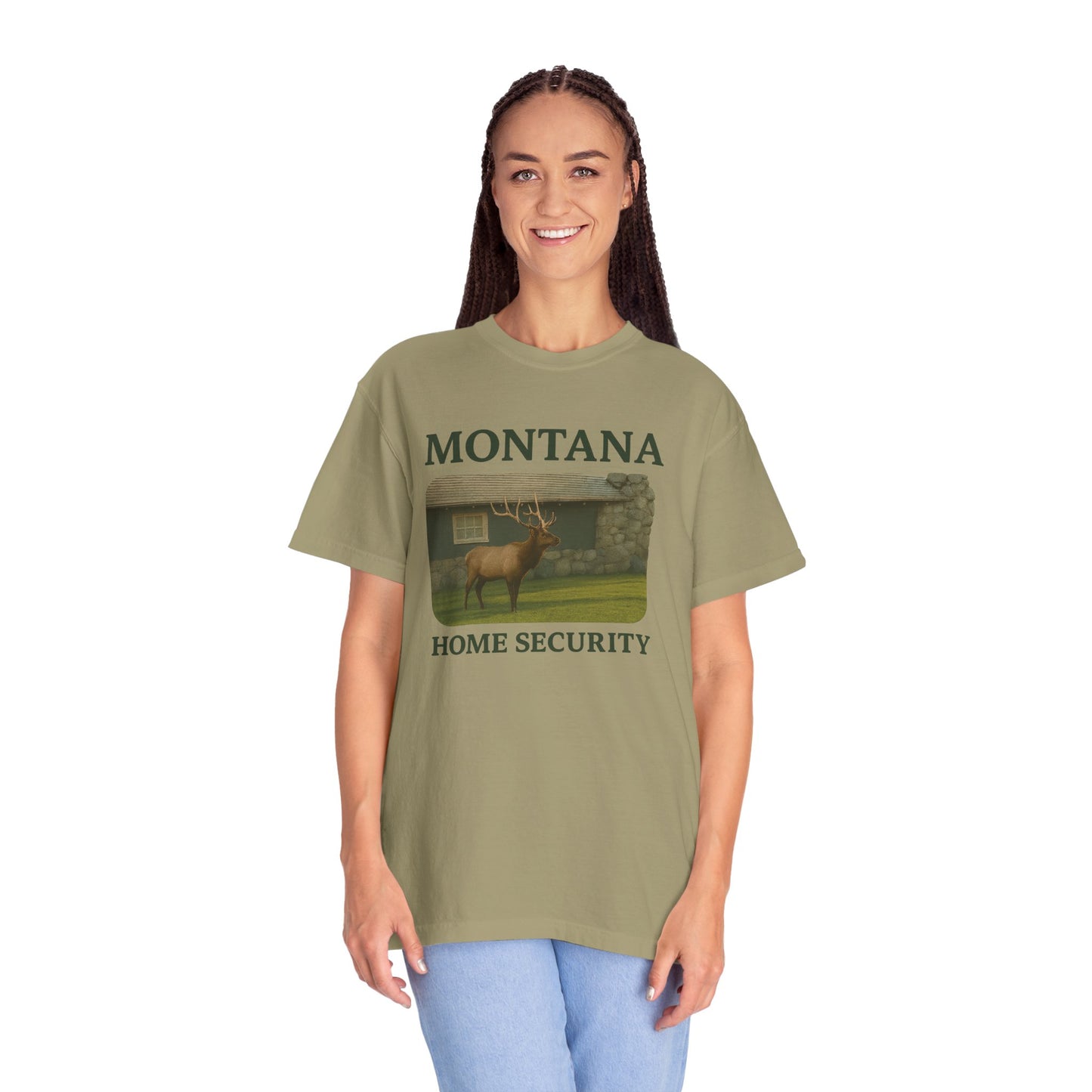 Montana Home Security T-Shirt — Elk Graphic Rustic State Pride Tee