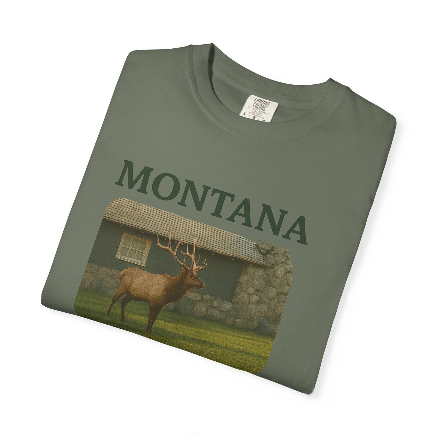 Montana Home Security T-Shirt — Elk Graphic Rustic State Pride Tee