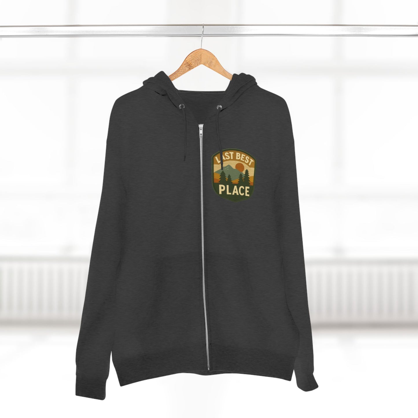Last Best Place Zip Hoodie - Montana Mountains Retro Patch