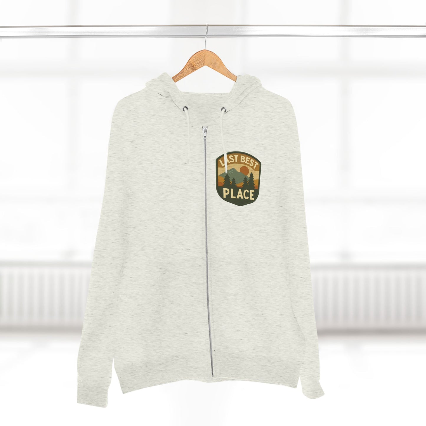 Last Best Place Zip Hoodie - Montana Mountains Retro Patch