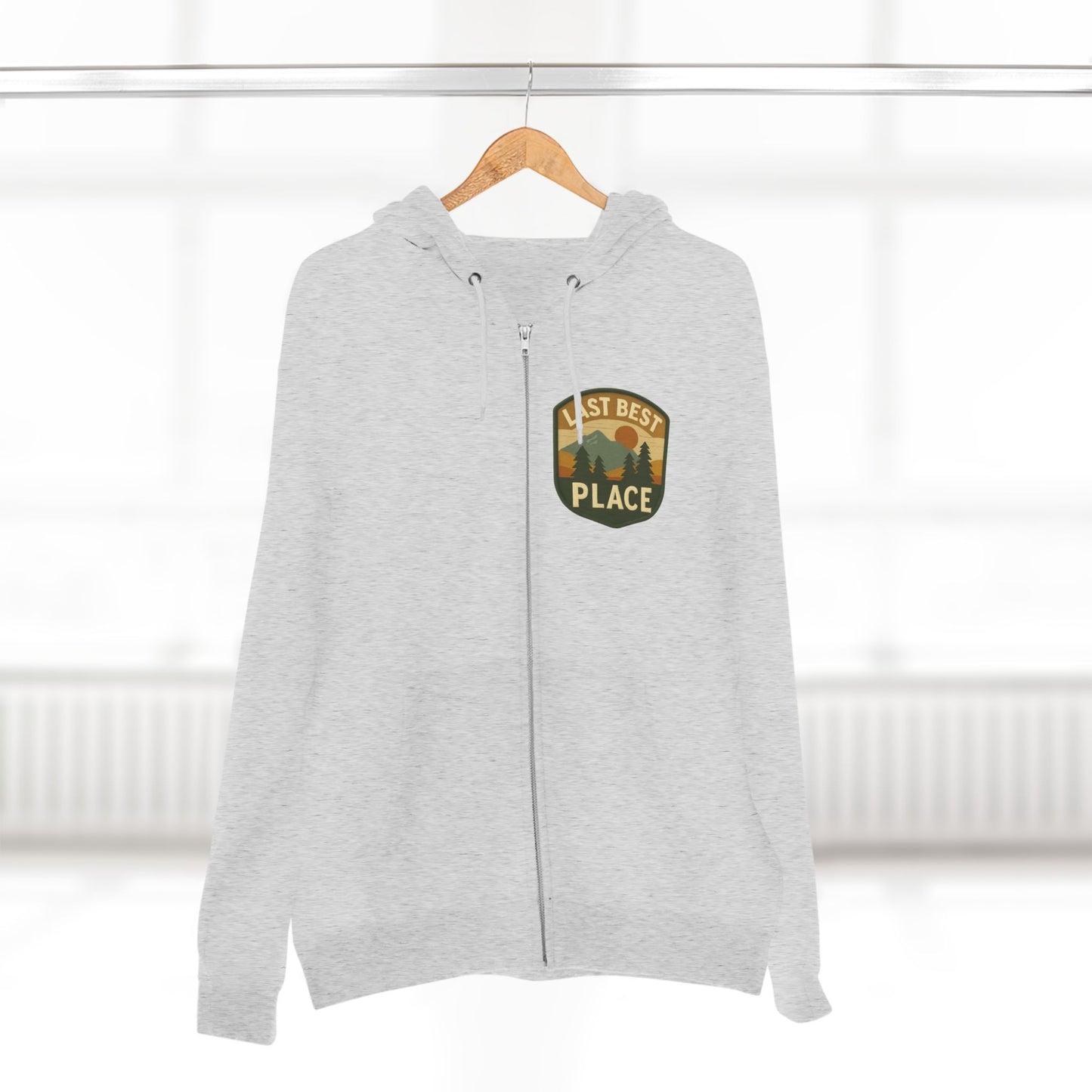 Last Best Place Zip Hoodie - Montana Mountains Retro Patch