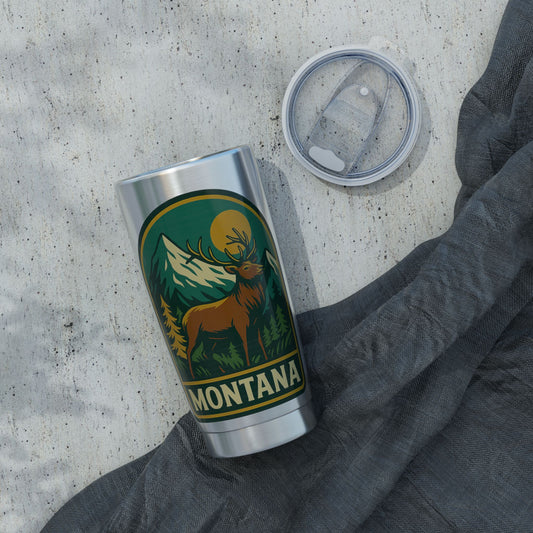 Montana Elk Camp 20oz Tumbler — Insulated Travel Cup