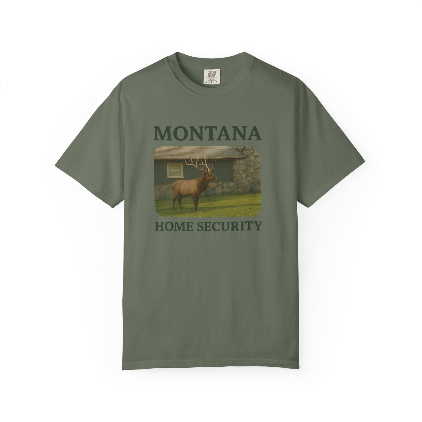Montana Home Security T-Shirt — Elk Graphic Rustic State Pride Tee