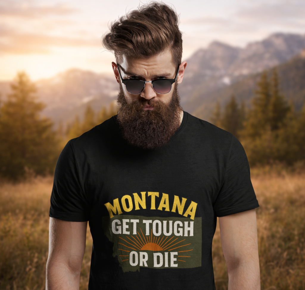Montana “Get Tough or Die” State Graphic T-Shirt – Vintage Grit Tee | Rugged State Supply