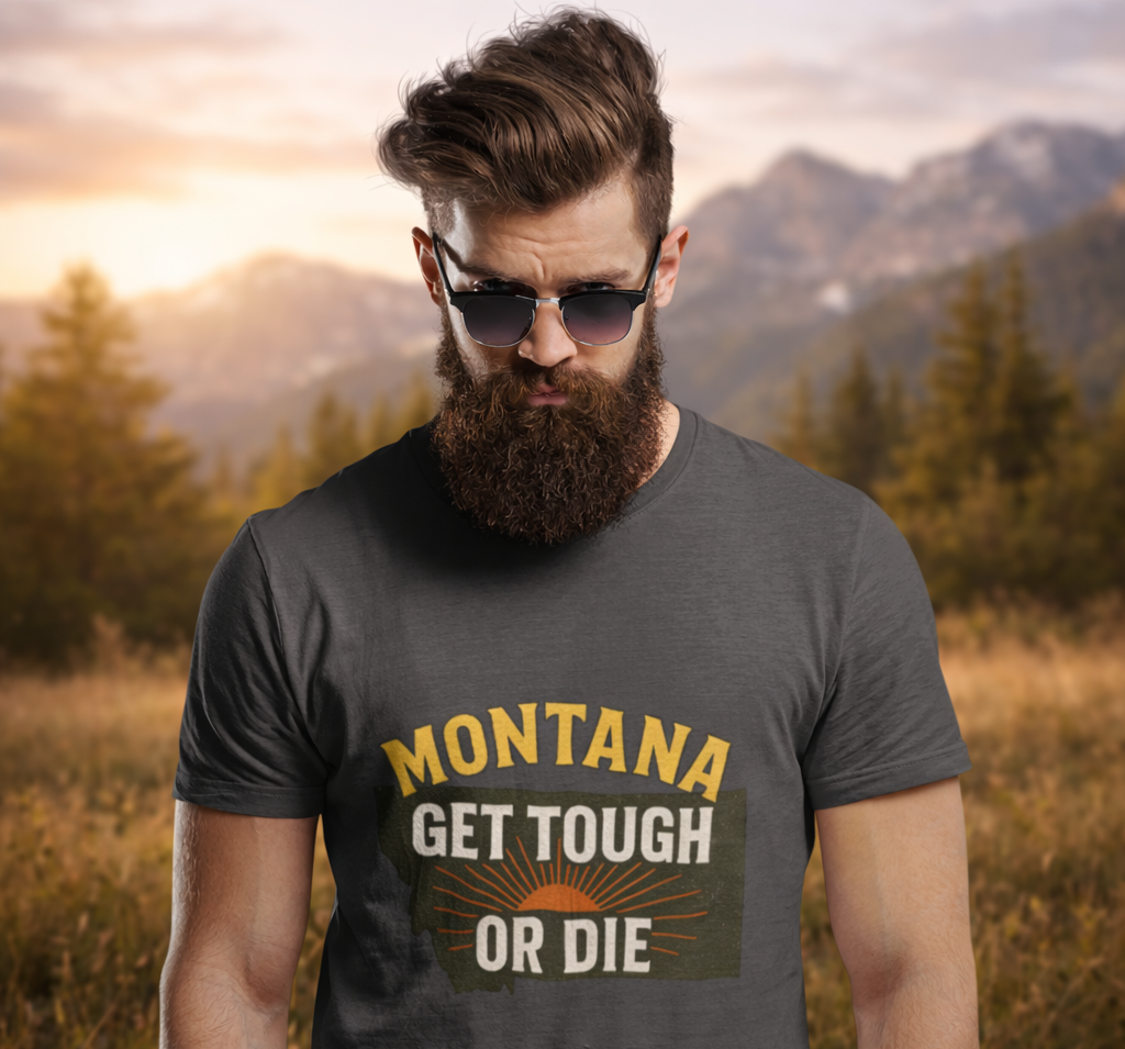 Montana “Get Tough or Die” State Graphic T-Shirt – Vintage Grit Tee | Rugged State Supply