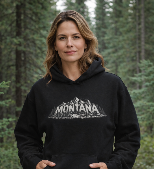 Montana Mountain Hoodie – Vintage Mountain Graphic Pullover | Rugged State Supply