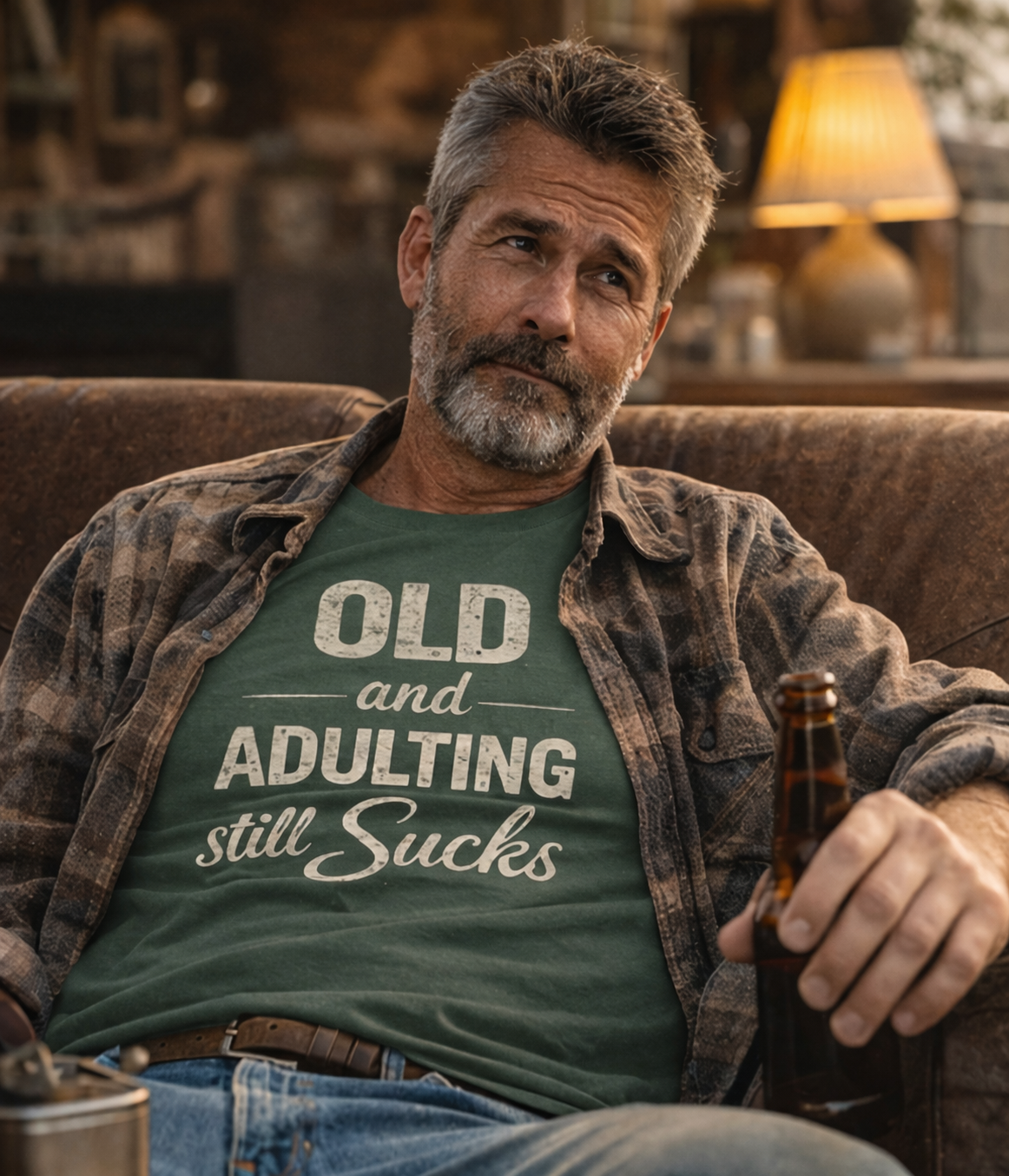 T-Shirt — "Old and Adulting Still Sucks" Vintage Humor Tee