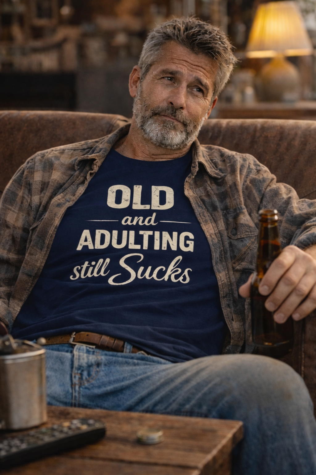T-Shirt — "Old and Adulting Still Sucks" Vintage Humor Tee
