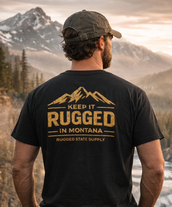 Rugged Montana “Keep It Rugged” T-Shirt – Distressed Outdoor Graphic Tee