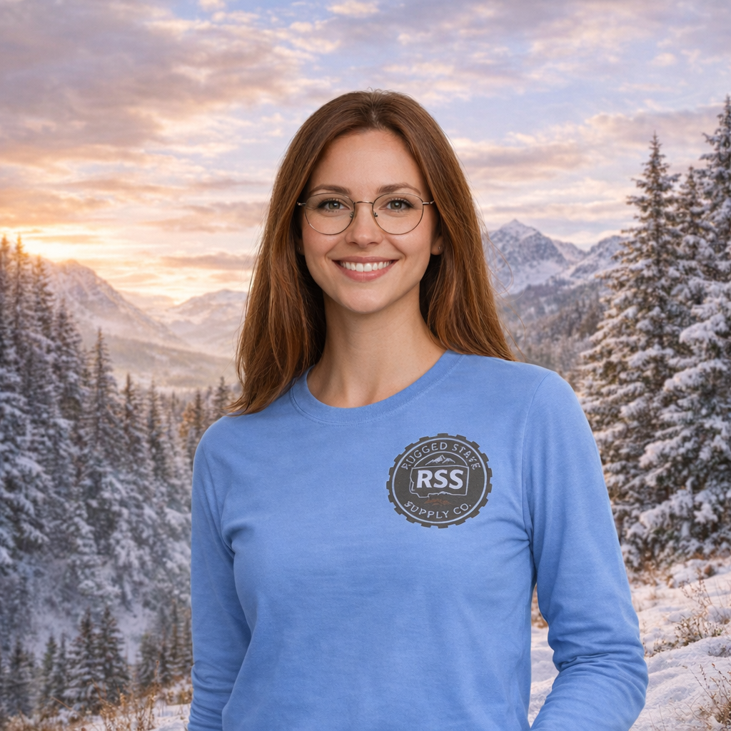 RSS Vintage Crest Long Sleeve Tee — Retro Logo Cotton Shirt | Rugged State Supply