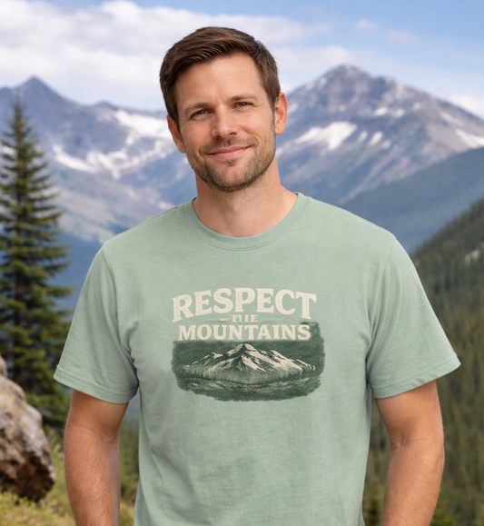 Respect the Mountains Graphic Tee - Unisex Heavyweight Tee | Rugged State Supply