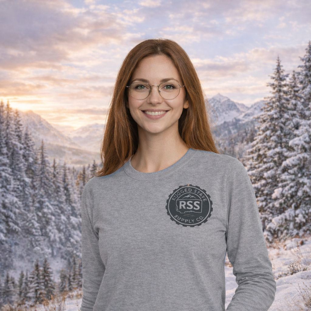 RSS Vintage Crest Long Sleeve Tee — Retro Logo Cotton Shirt | Rugged State Supply