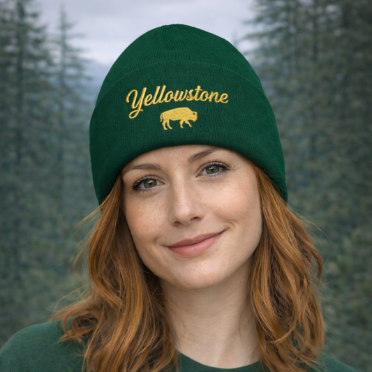 Yellowstone Embroidered Cuffed Beanie – Bison Logo Winter Hat | Rugged State Supply