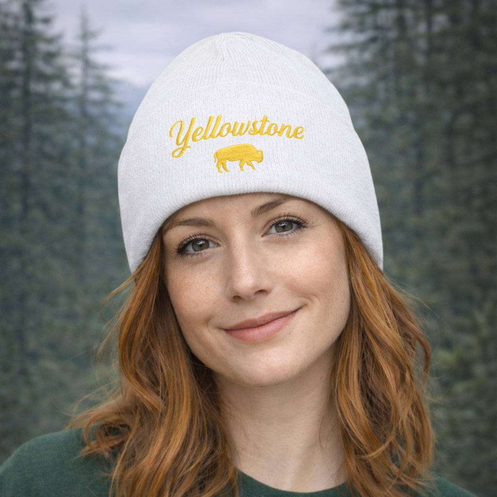 Yellowstone Embroidered Cuffed Beanie – Bison Logo Winter Hat | Rugged State Supply